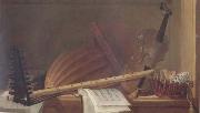 HUILLIOT, Pierre Nicolas Still Life of Musical Instruments (mk14) china oil painting reproduction